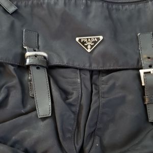 Black nylon Prada shoulder bag, with 2 front outsi